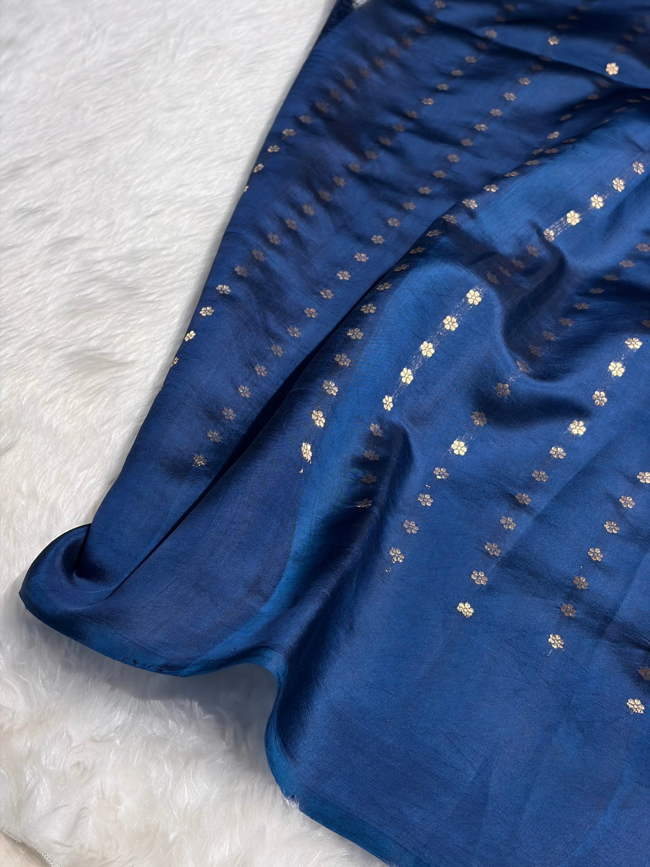 Royal Blue Shades Handwoven Pure Paper Silk RM-55