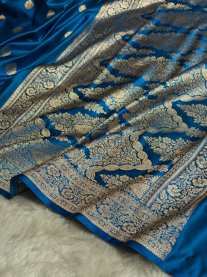 Firozi Booti Pattern Satin Katan Silk Saree SK65