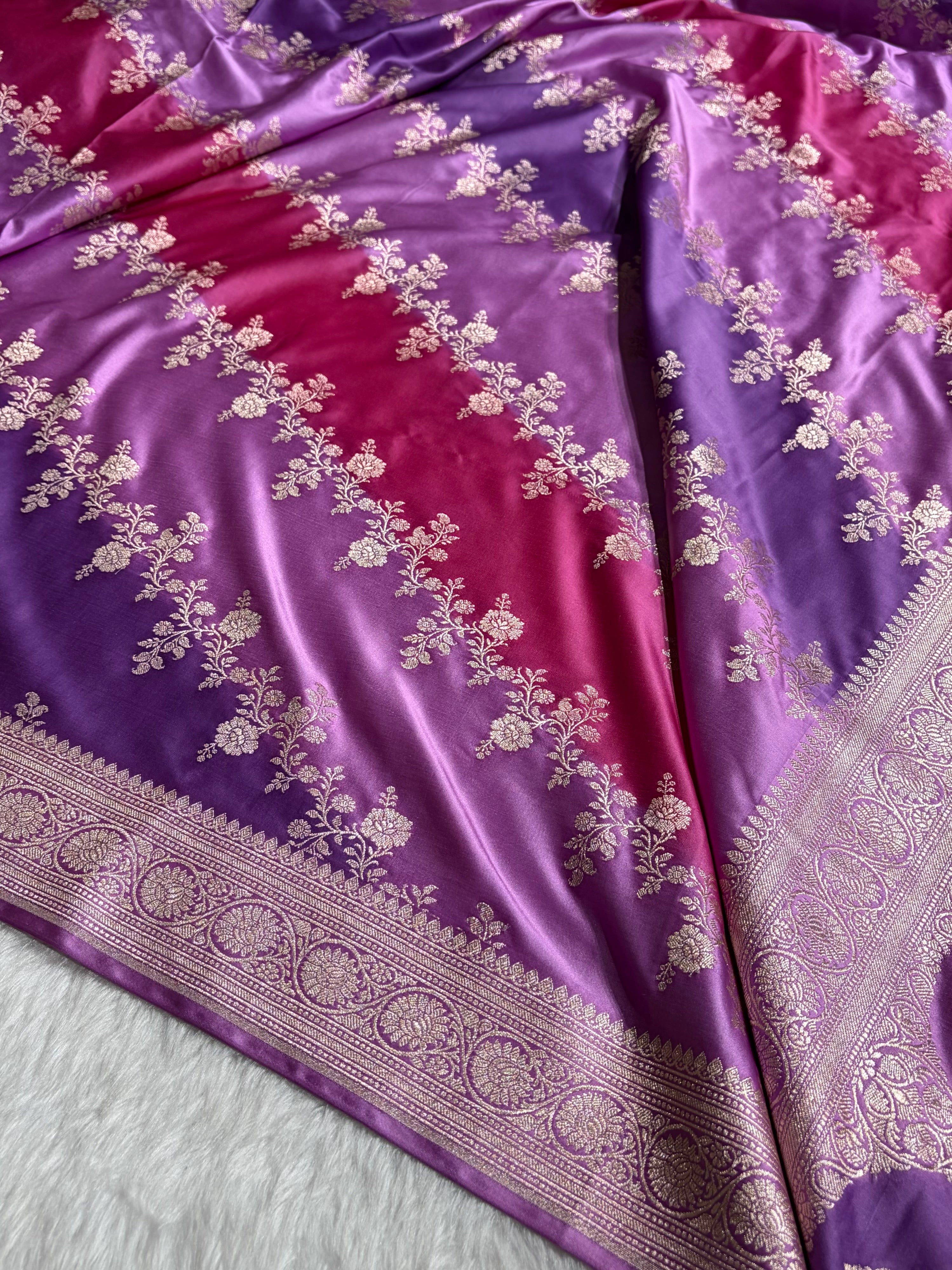 Lavender Rangkat Banarasi Cross Mashru Silk Saree MSRK01