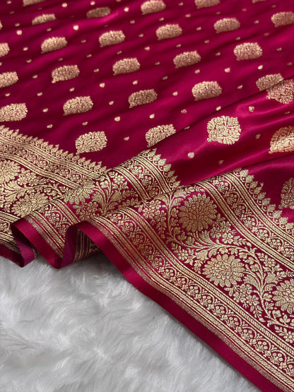 Cross Rani Unique Boota Pattern Satin Katan Silk Saree SK69