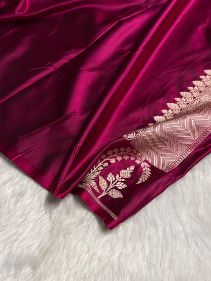 Wine Boota With Floral Border Mashru Silk Saree MSM-95