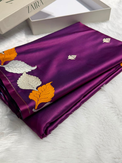 Cross Wine Shades Banarasi Booti Pattern Mashru Silk Saree MSM-136