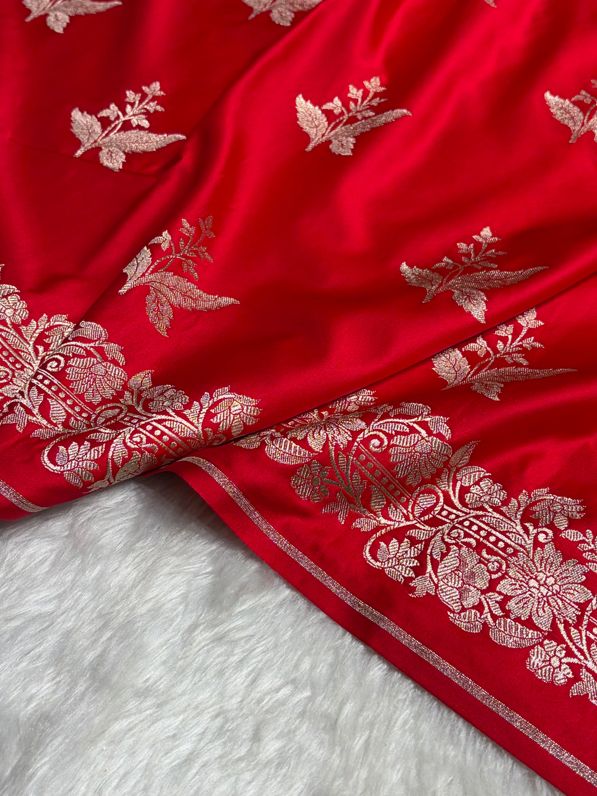 Red Shades Floral Boota Mashru Silk Saree MSM-67