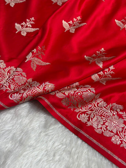 Red Shades Floral Boota Mashru Silk Saree MSM-67