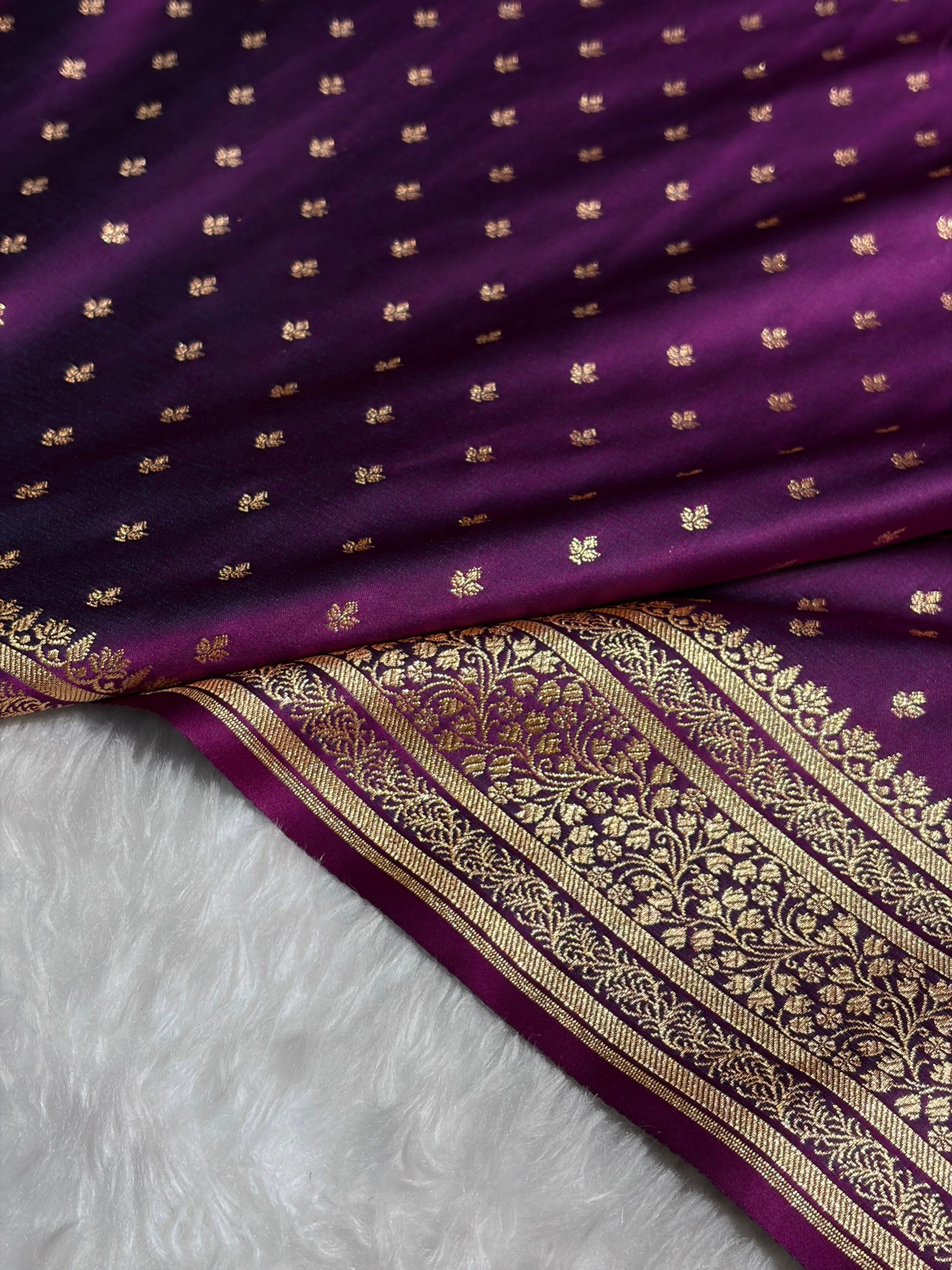 Banarasi Satin Katan Saree in Wine Shades SK88