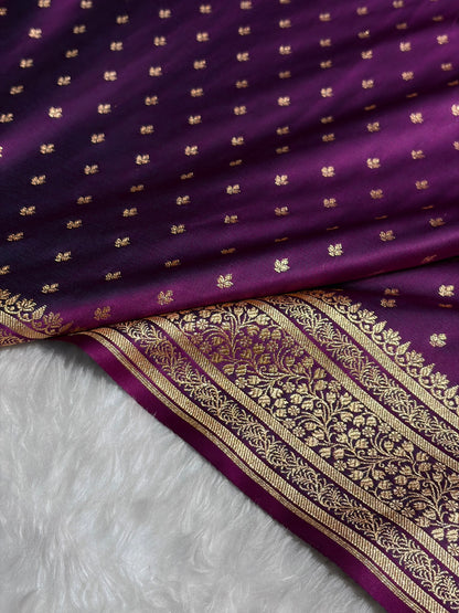 Banarasi Satin Katan Saree in Wine Shades SK88