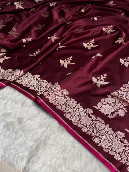 Chocolate Shades Floral Boota Mashru Silk Saree MSM-67