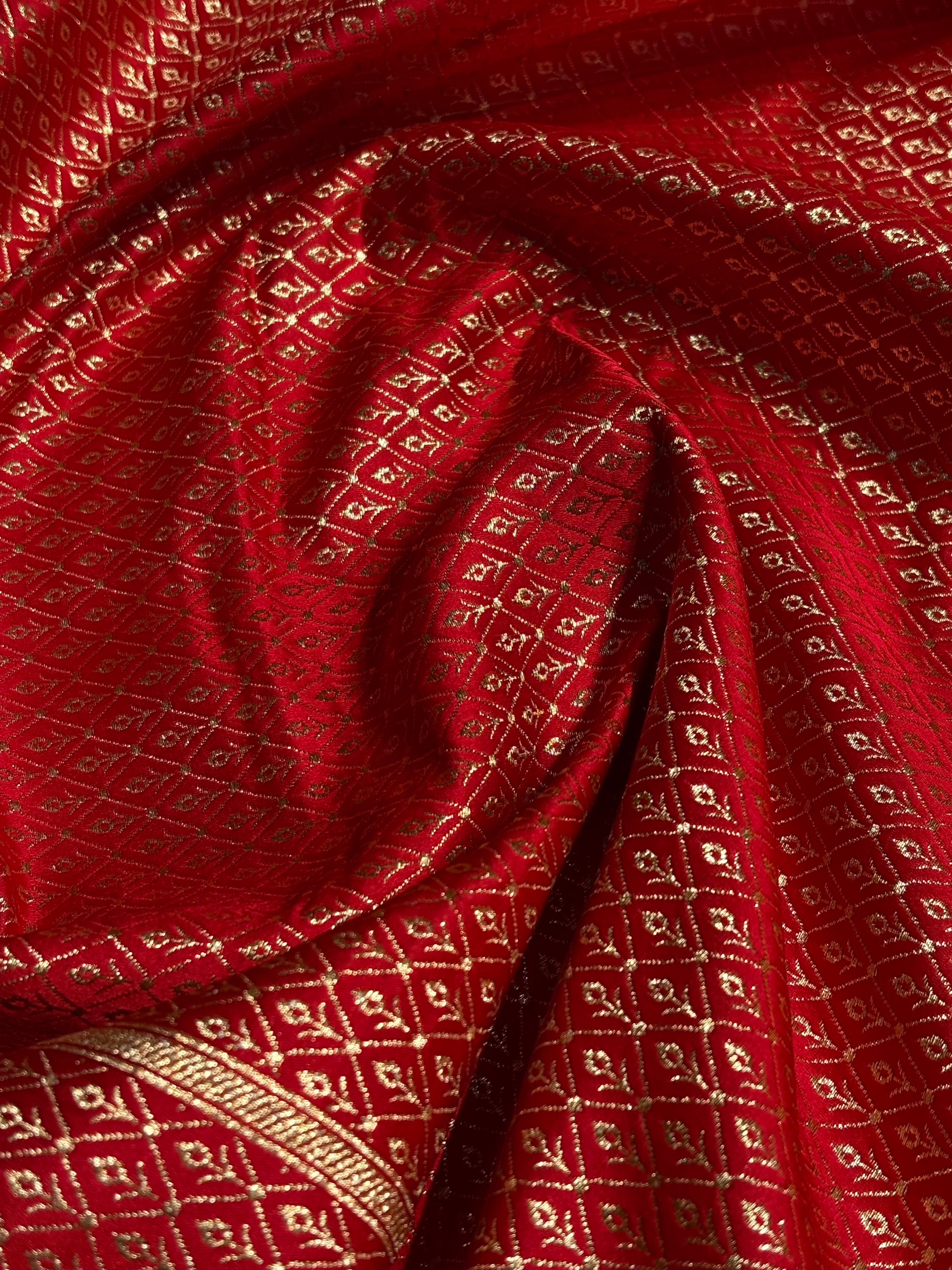 Red Jaal Satin Katan Silk Saree SK21