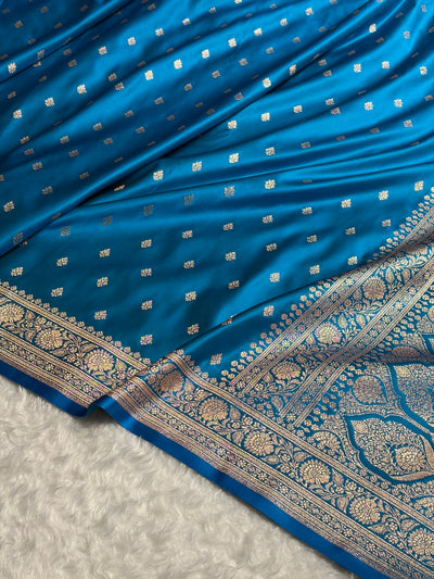 Banarasi Boota Katan Silk Saree In Firozi Shades SK03