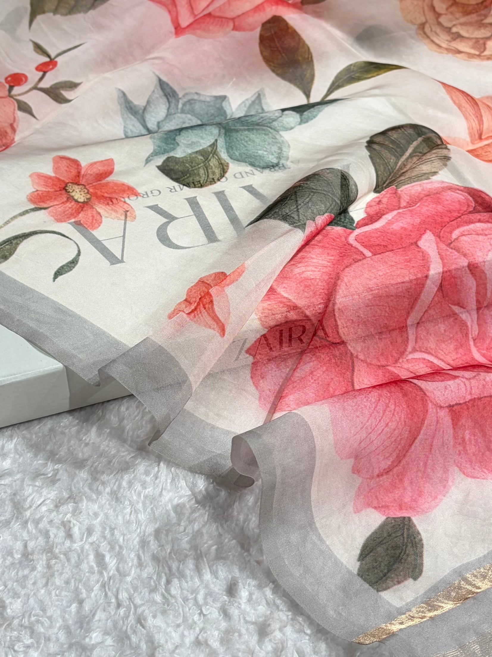 Pastel Organza with Pastel Multicolor Florals POP11