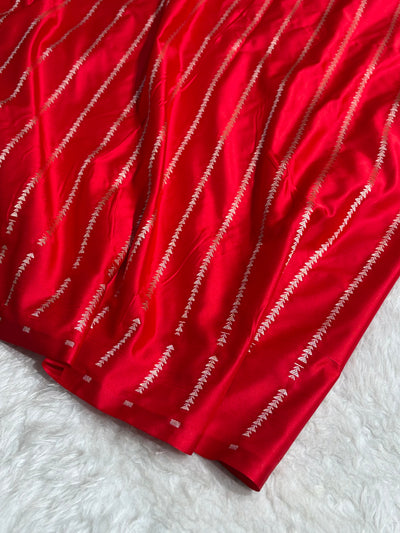 Cross Garnet / Red Shades Banarasi Booti Pattern Mashru Silk Saree MSM-137