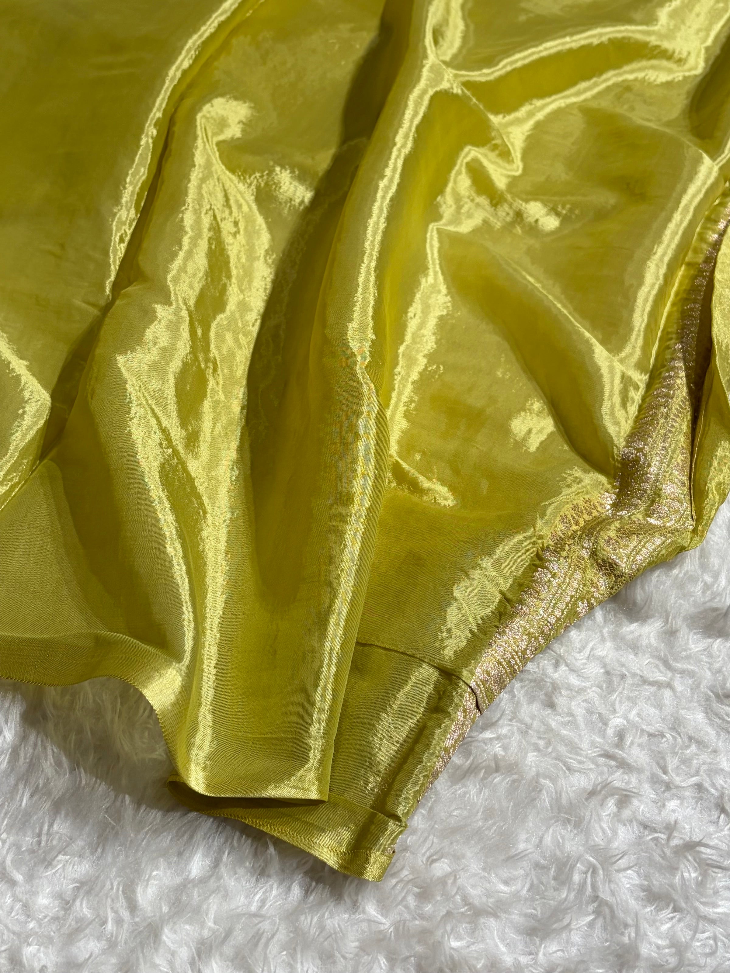 Lemon Shades With Contrast Border Crepe Silky Katan Banarasi Saree CSK-08
