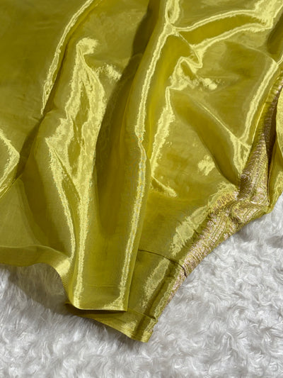 Lemon Shades With Contrast Border Crepe Silky Katan Banarasi Saree CSK-08