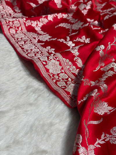 Ruby Red Shades Jaal Mashru Silk Saree MCS48