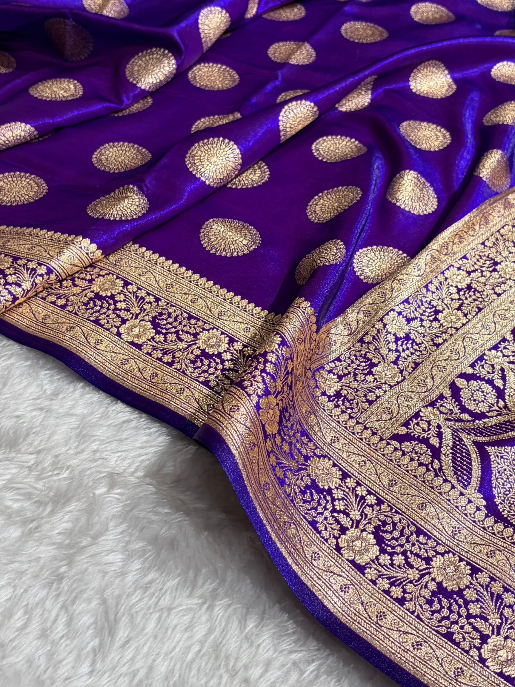 Purple Shades Banarasi Satin Silk Saree SS33