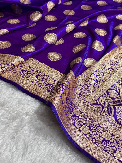 Purple Shades Banarasi Satin Silk Saree SS33
