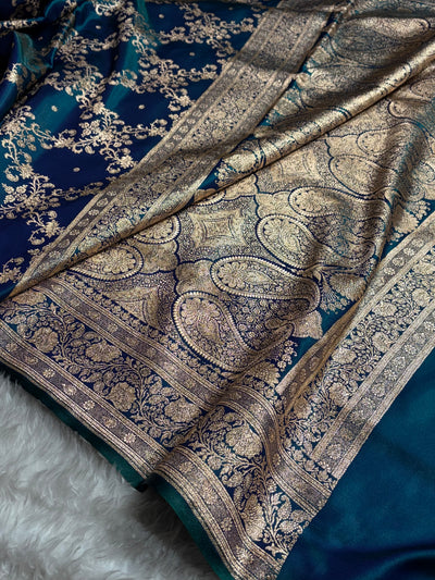Wine Shades Jaal Pattern Banarasi Satin Silk Saree SS48