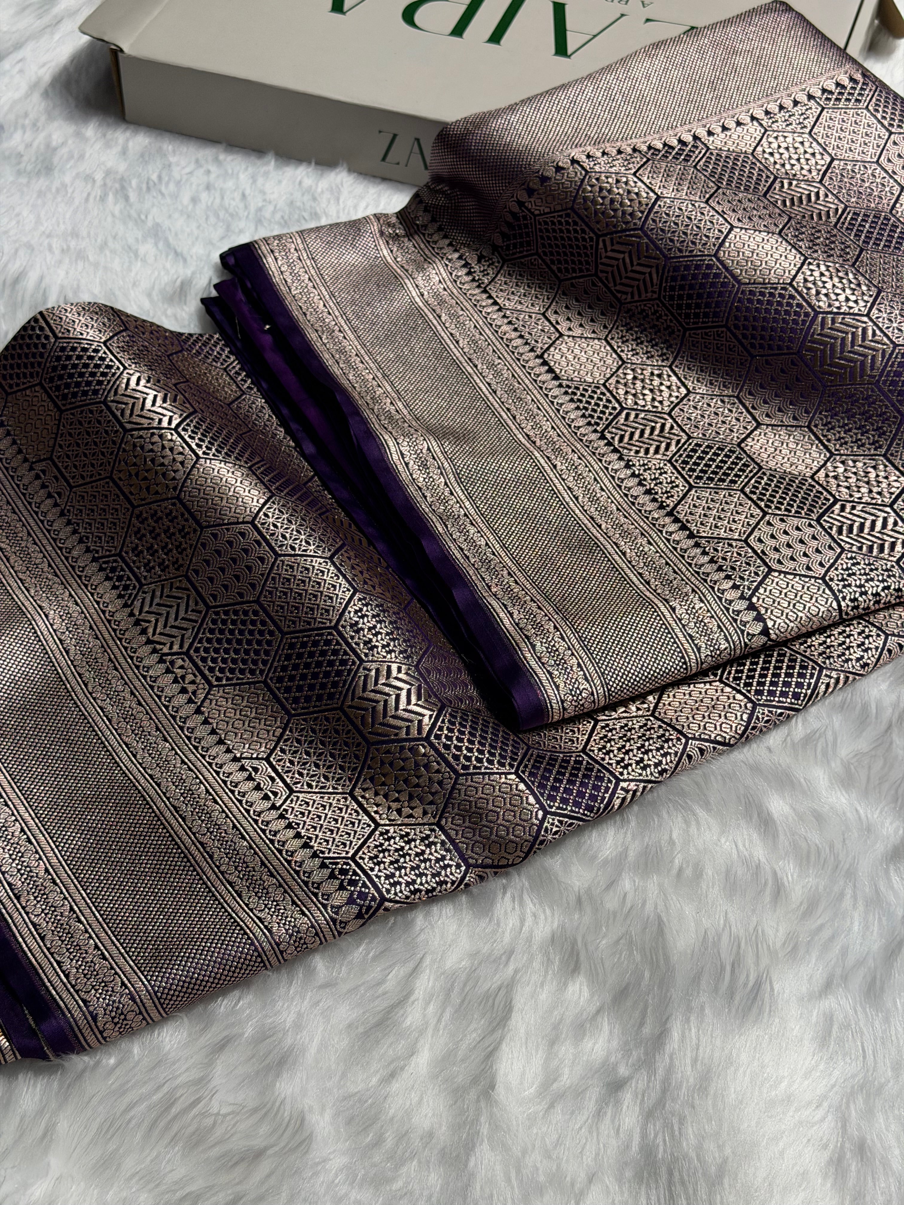 Purple Shades Brocade Mashru Silk Saree MS85