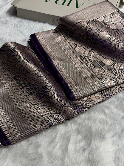 Purple Shades Brocade Mashru Silk Saree MS85