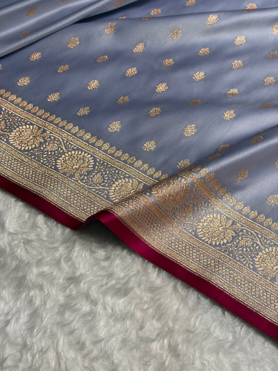 Banarasi Powder Blue Shades Booti Katan Silk Saree SK07
