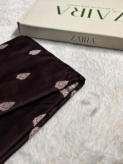 Dark Chocolate Shades Scallop Mashru Silk Saree MS20