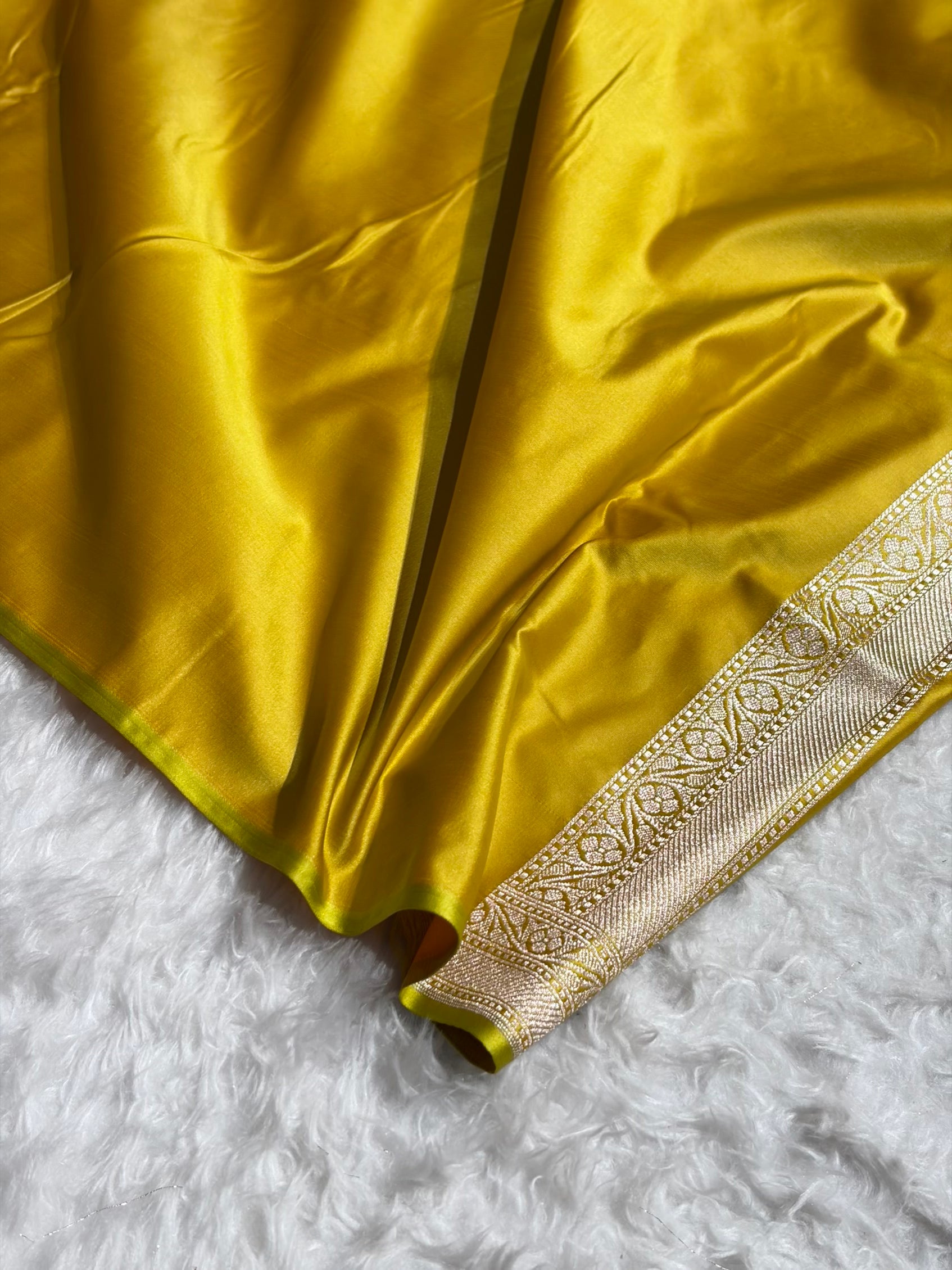 Mustard Floral Motif Mashru Silk Saree MSM-04