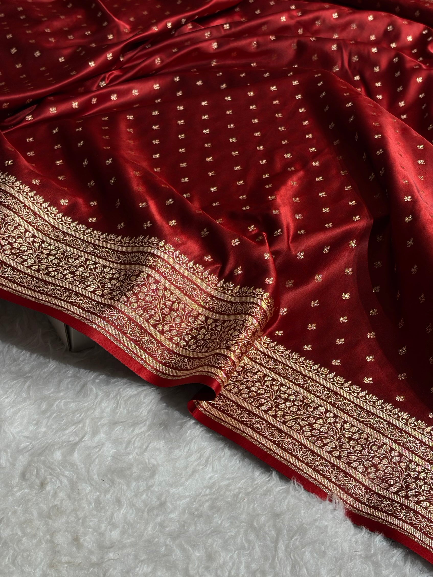 Banarasi Satin Katan Saree in Cross Maroon Shades SK88