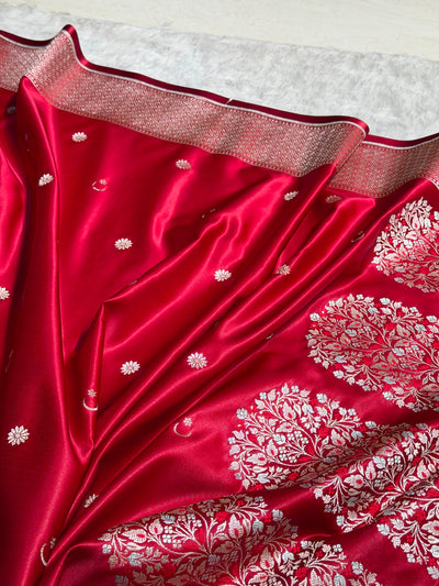Maroon Shades Banarasi With Floral Minakari Pattern Mashru Silk Saree MSM-131