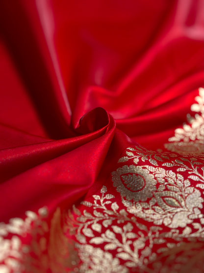 Ultra Light Weight Satin Silk Boota in Red Shades SS31