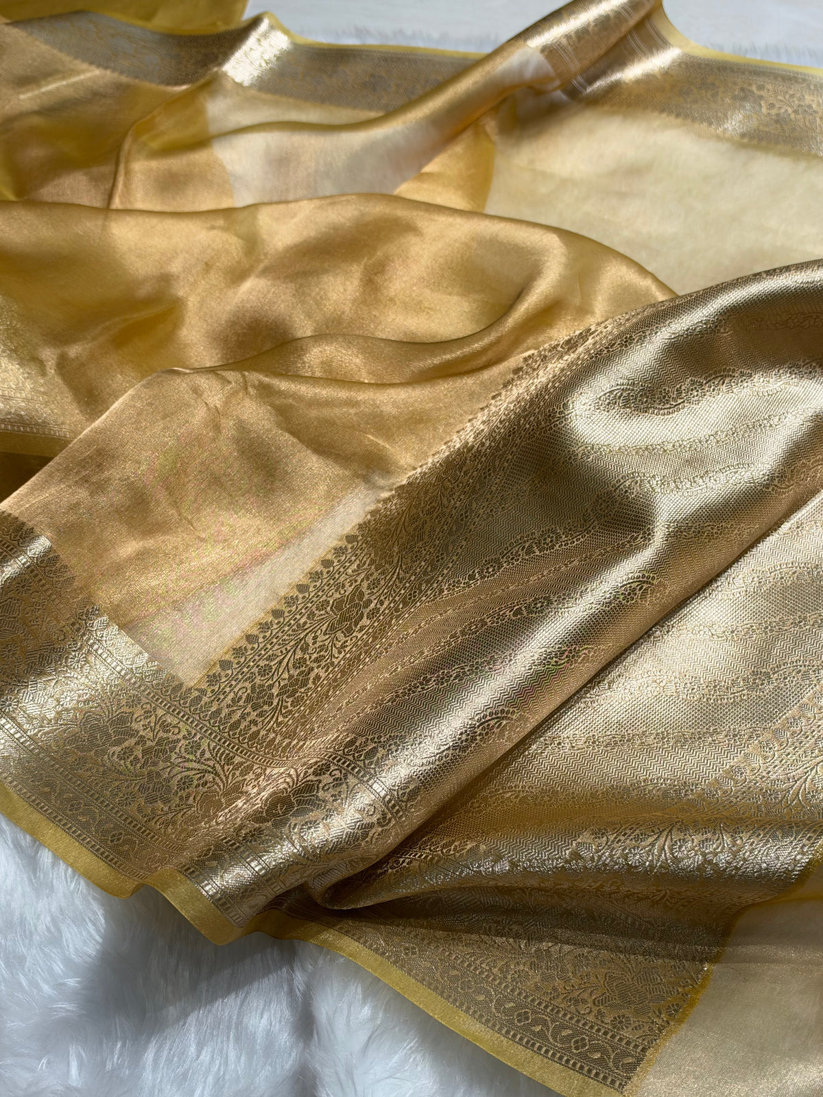 Banarasi Lemon Shades Pure Tissue Silk Saree PT-61