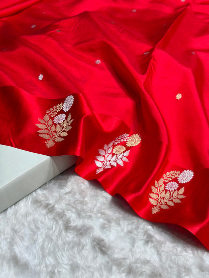 Red Shade Handwoven Kaduwa Pure Katan Raw Silk RM-05