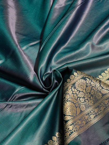 Cross Navy Shades Dual Floral Booti Mashru Silk Saree MSM-69