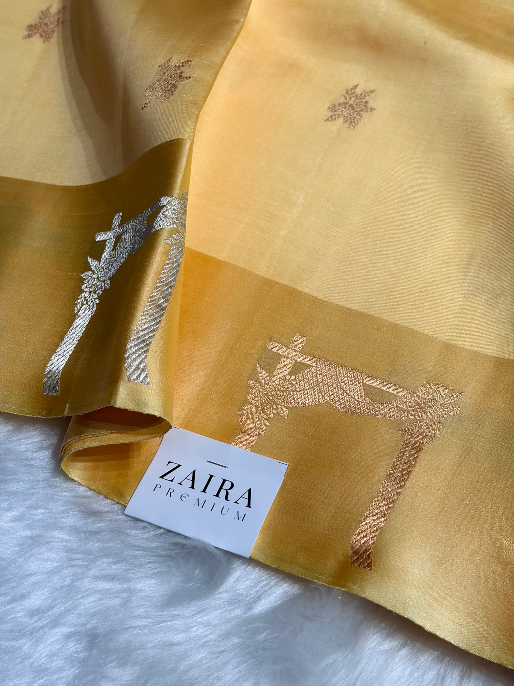 Lemon Shades Boota Handwoven Pure Raw Mango Silk RM-14