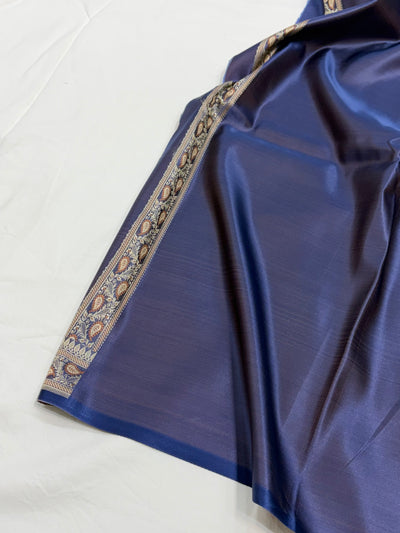 German Blue Shade With Tanchoi Pattern Katan Silk Saree