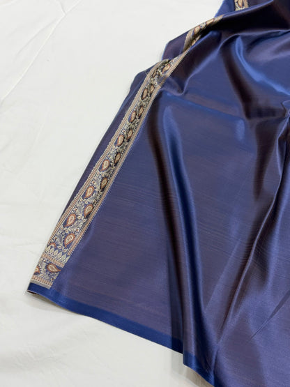 German Blue Shade With Tanchoi Pattern Katan Silk Saree