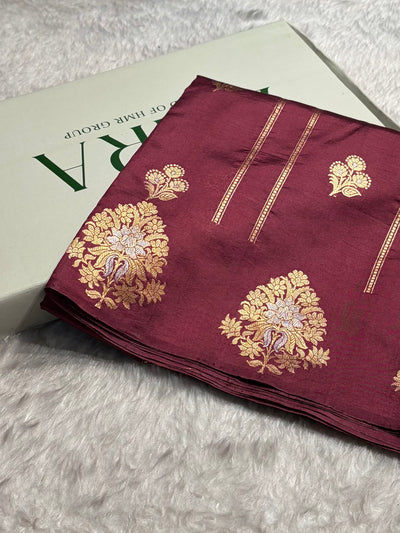 Copper Shades Banarasi Handwoven Pure Paper Katan Silk  RM-66