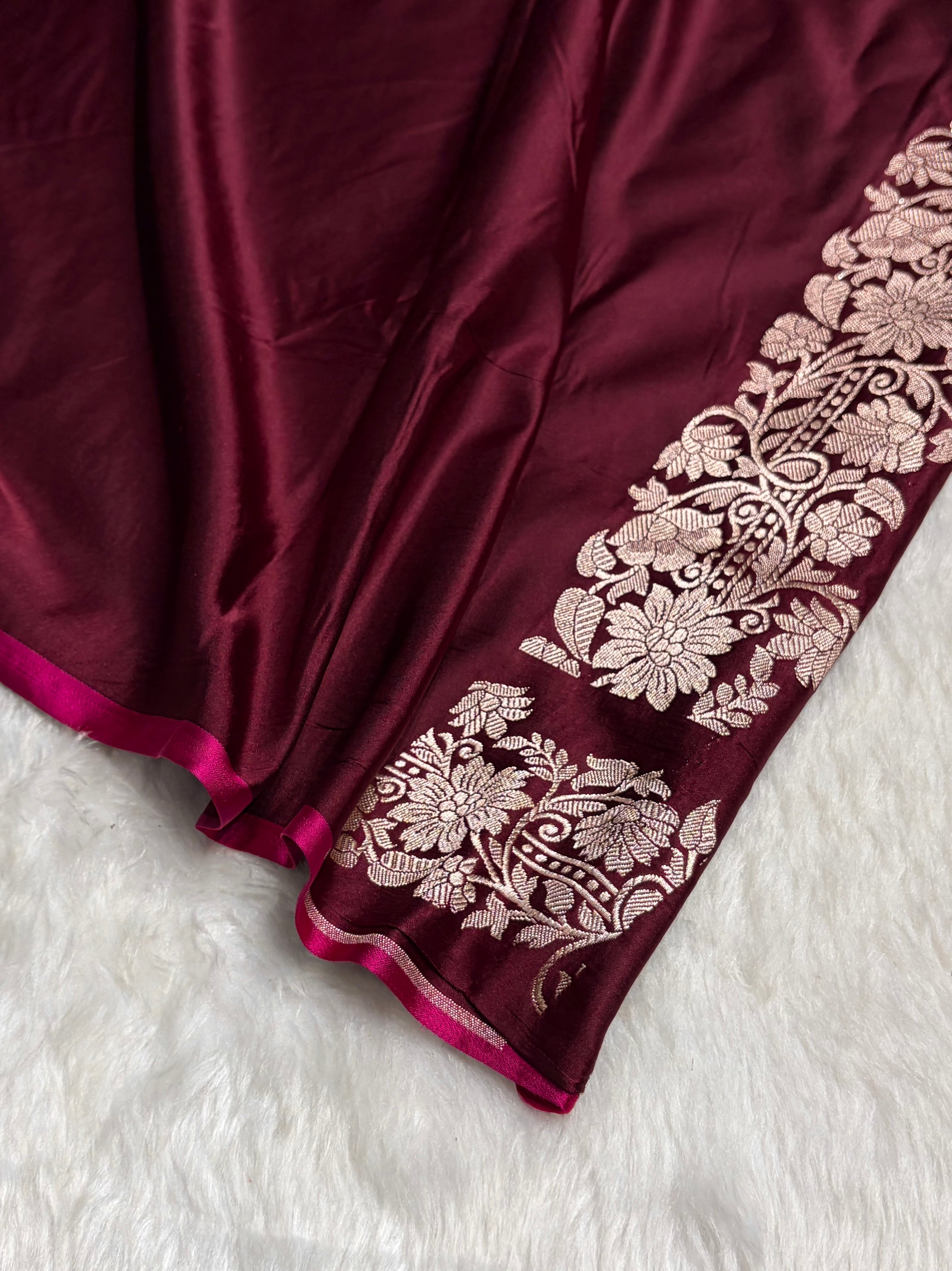 Chocolate Shades Floral Boota Mashru Silk Saree MSM-67