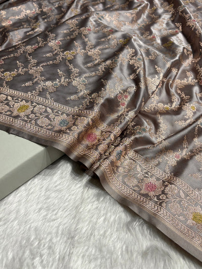 Gray Shade Minakari with Jaal Pattern Mashru Silk Saree MCS56