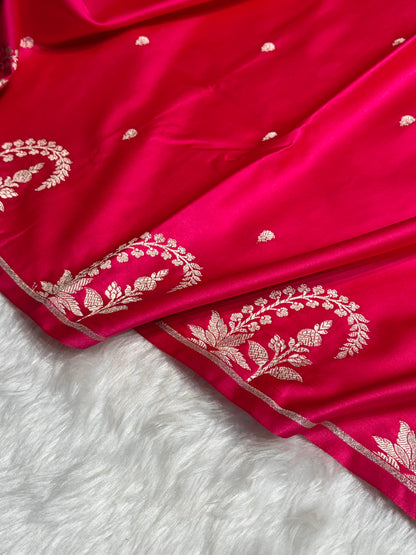 Cross Rani Boota With Floral Border Mashru Silk Saree MSM-95