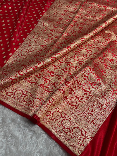 Satin Silk Booti in Red Shades SS01
