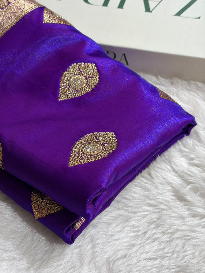Purple Shades Banarasi Satin Silk Boota with Swarovski Work BSS05 (E)