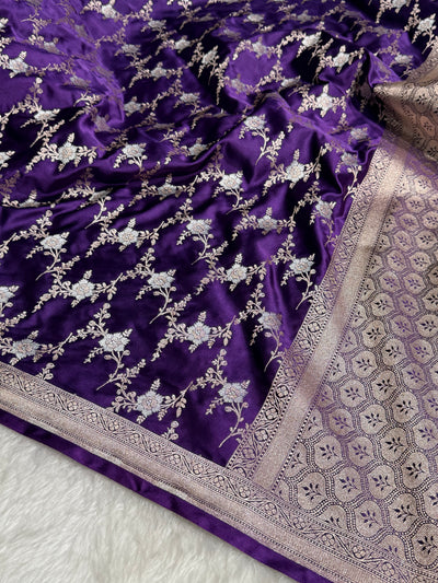 Purple Minakari Jaal Mashru Silk Saree MCS08