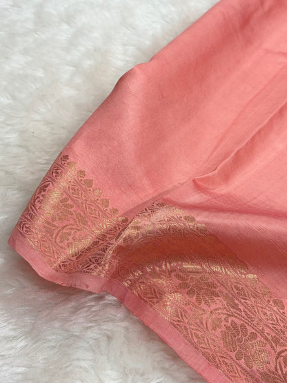 Banarasi Light Peach Shades Boota Handwoven Pure Paper Silk RM-77