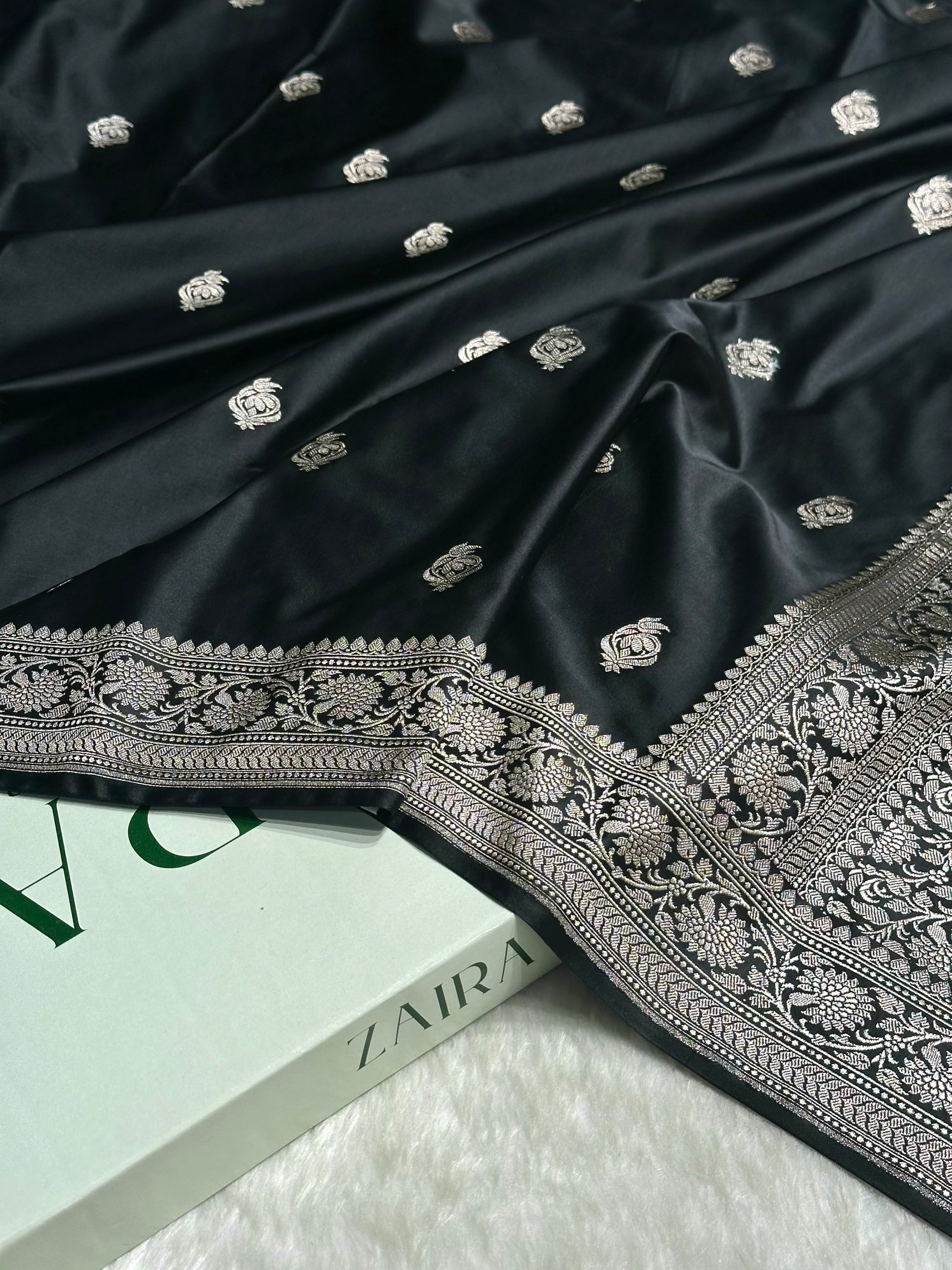 Black Boota Mashru Silk Saree MS25