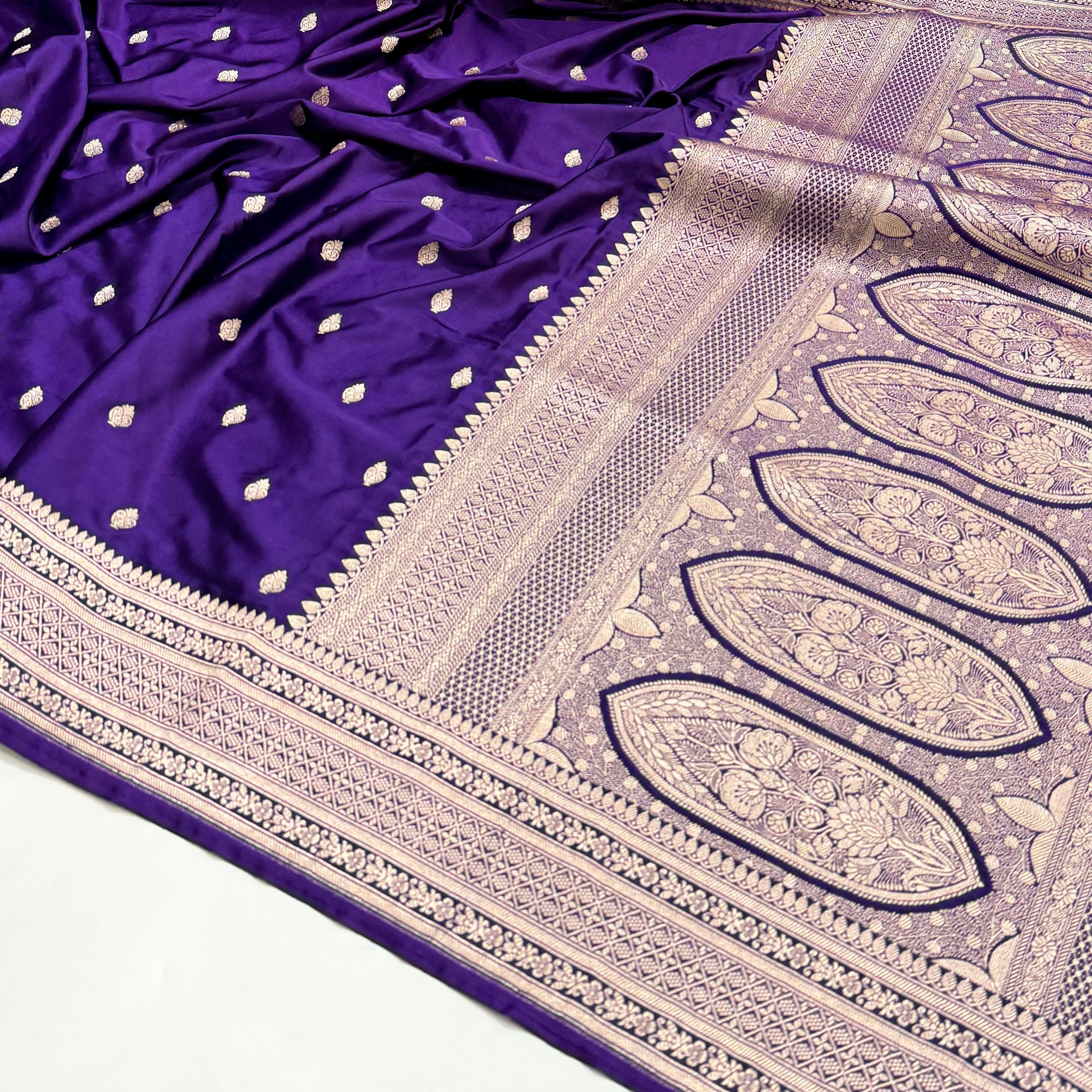 Banarasi Purple Booti Mashru Silk Saree