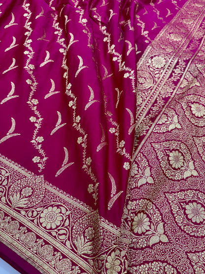 Rani Cross Pattern Katan Silk Saree