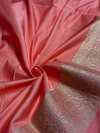 Baby Pink Floral Booti Katan Silk Saree SK62