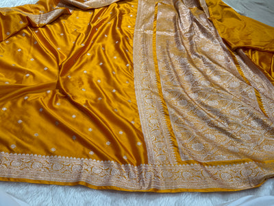 Banarasi Booti Motif In Mustard Mashru Silk Saree MCS10