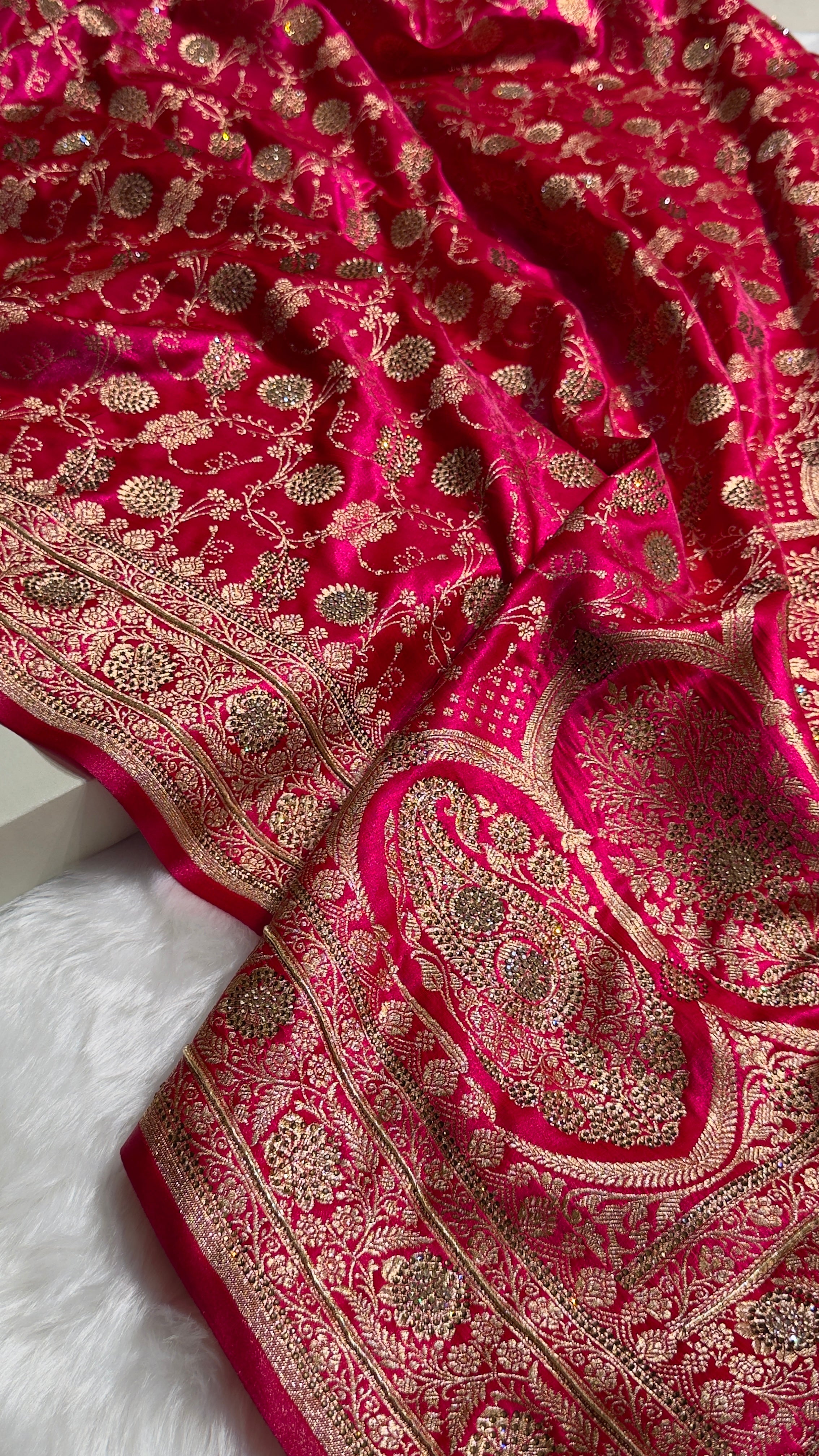 Rani Satin Silk Jaal with Swavroski Work BSS17