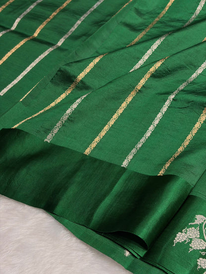 Bottle Green Shades Boota Handwoven Pure Raw Mango Silk RM-11